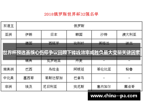 世界杯预选赛核心伤停争议回顾下锋线效率成胜负最大变量关键因素
